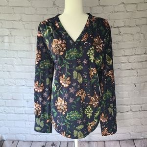 Ann Taylor, Floral Blouse, Size XL, Stretch Material, Long Sleeve